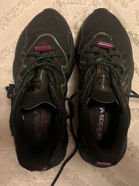 adidas Osweego Women's Black Sneakers with Purple Accents